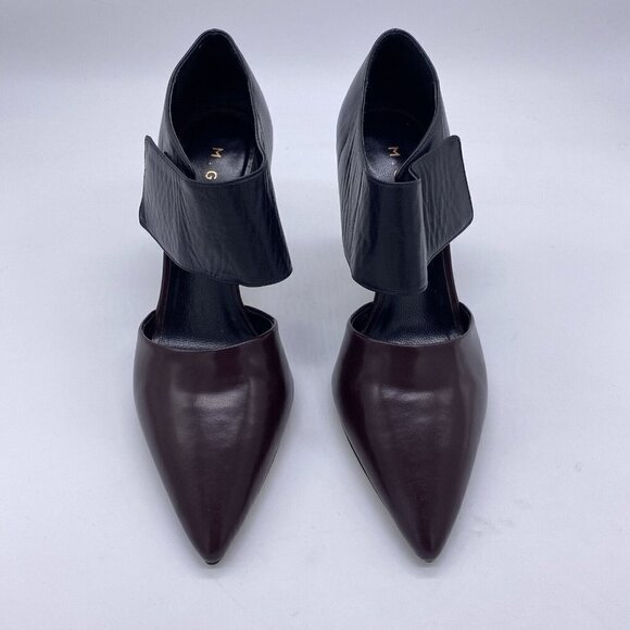 M. Gemi The Cima Pointed Toe Pumps Black Burgundy Leather Heels - Picture 3 of 12